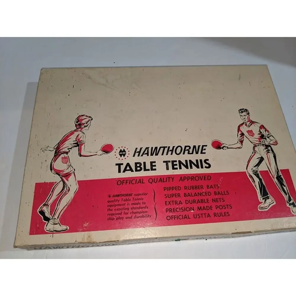 Vintage Hawthorne Official Table Tennis Set Montgomery Ward Ping Pong 60-4777